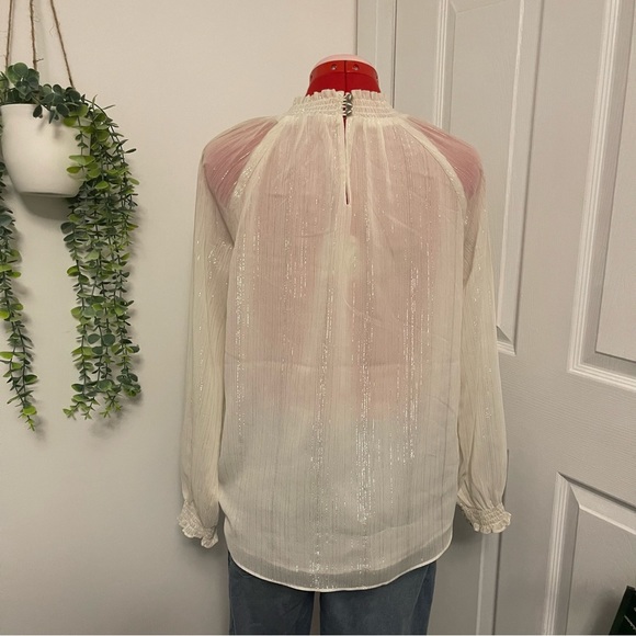 Ellen Tracy | glitter sheer mock neck blouse - Picture 4 of 4